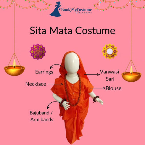 BookMyCostume Vanwasi Sita Mata Ramayana Fancy Dress Costume for Girls & Women